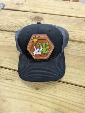 Classic Leather Patch Hat- Black Trucker Hat
